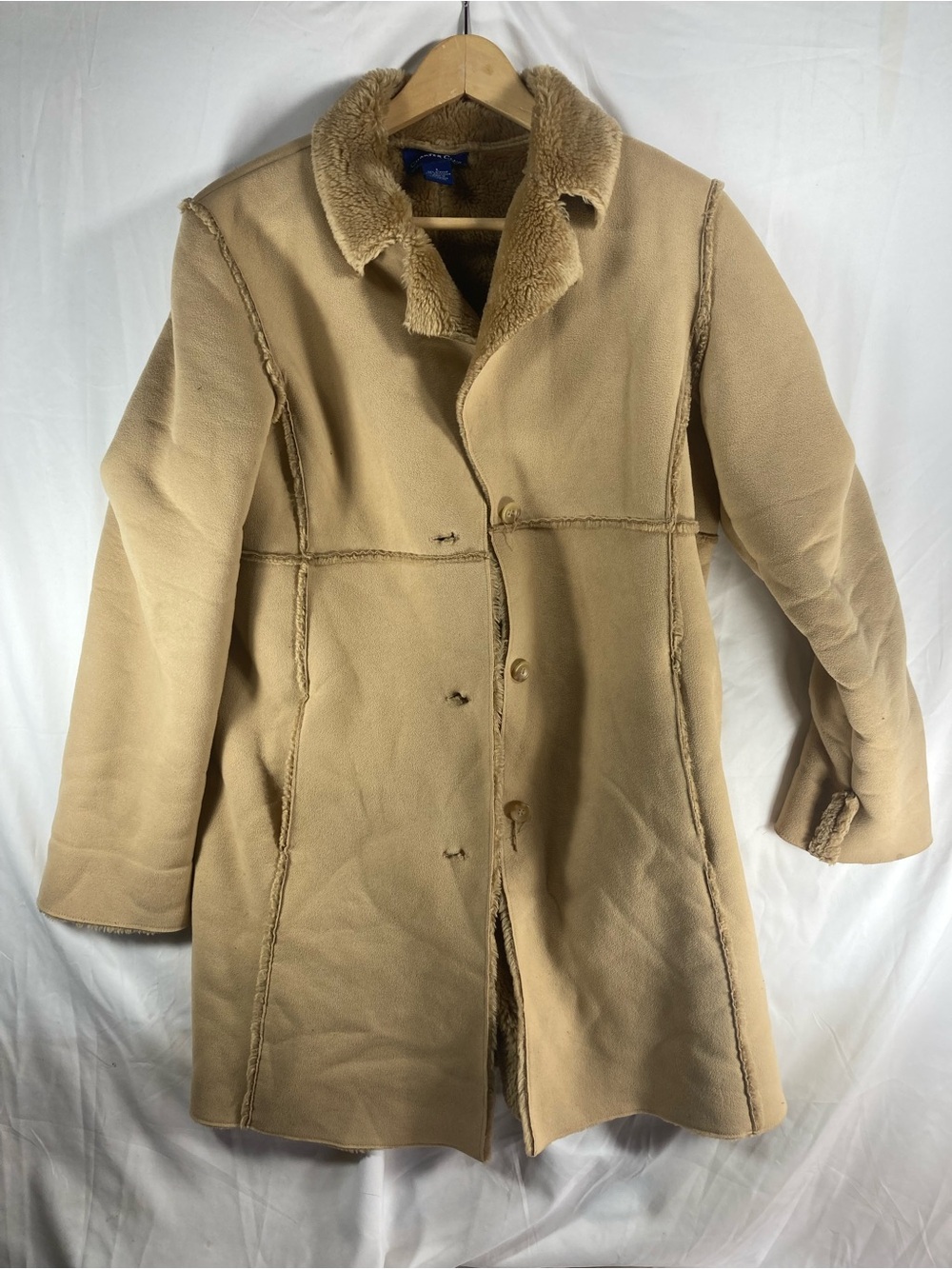 Vintage Charter Club Tan Faux Shearling Trench Coat
